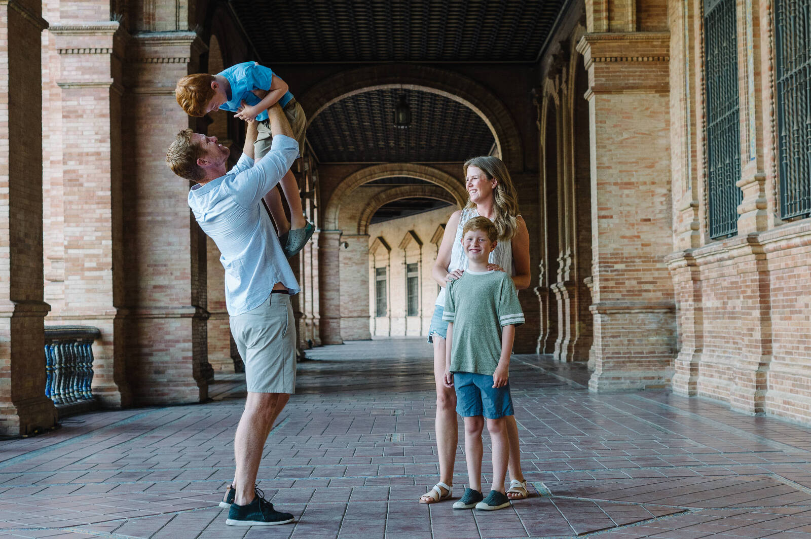 Family at Plaza de España in Seville
